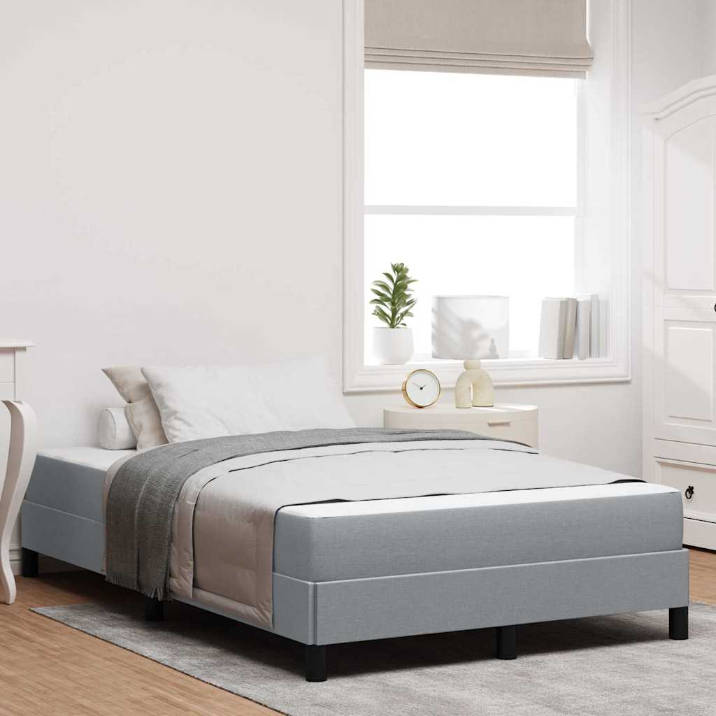 Box Spring Seng Med Madras Lysegrå 120 X 200 Cm Stof - Hovedbillede