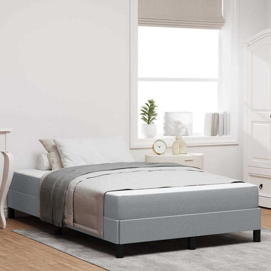 Box Spring Seng Med Madras Lysegrå 120 X 200 Cm Stof - Hovedbillede