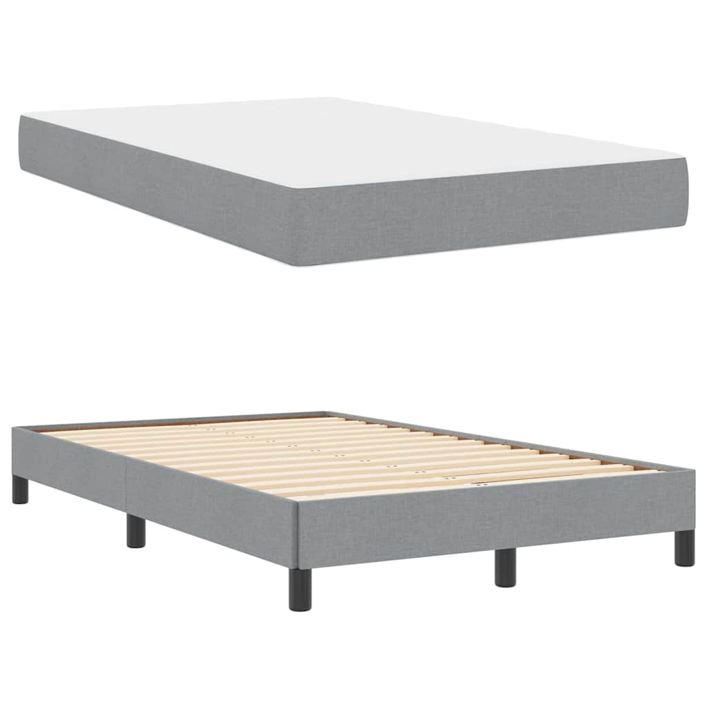 Box Spring Seng Med Madras Lysegrå 120 X 200 Cm Stof - Billede 6