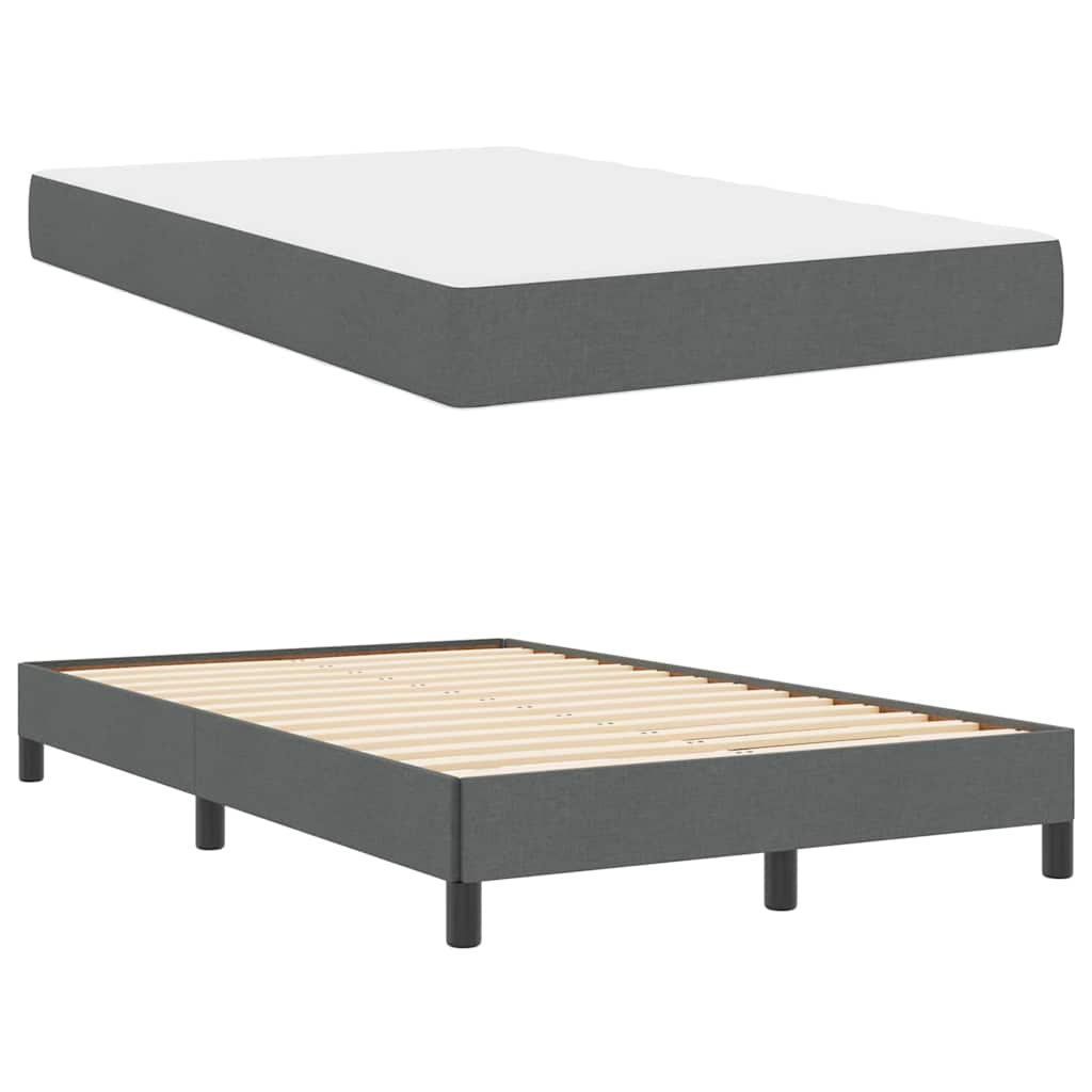 Box Spring Seng Med Madras Mørkegrå 120 X 200 Cm Stof - Billede 6