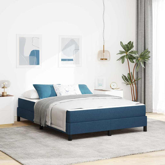 Box Spring Seng Med Madras Blå 140 X 190 Cm Stof - Hovedbillede