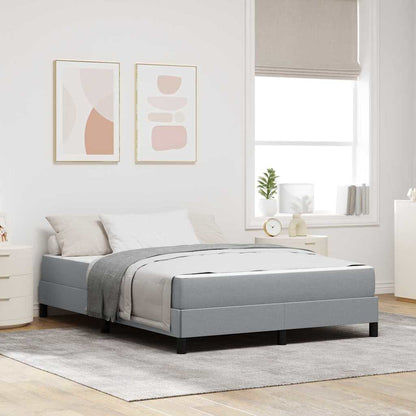 Box Spring Seng Med Madras Lysegrå 140 X 200 Cm Stof - Hovedbillede