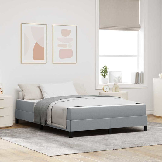 Box Spring Seng Med Madras Lysegrå 140 X 200 Cm Stof - Hovedbillede