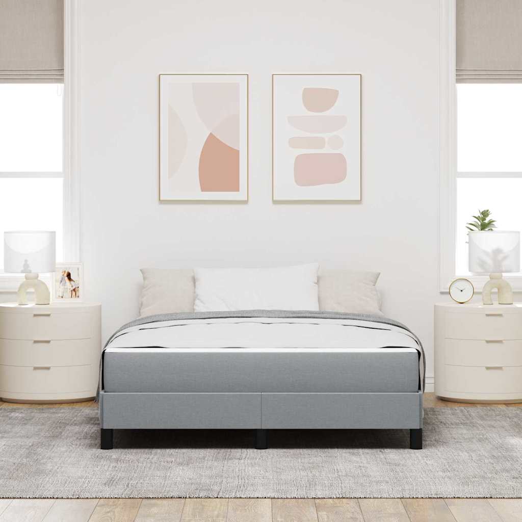Box Spring Seng Med Madras Lysegrå 140 X 200 Cm Stof - Billede 5