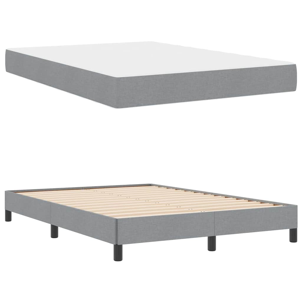 Box Spring Seng Med Madras Lysegrå 140 X 200 Cm Stof - Billede 6