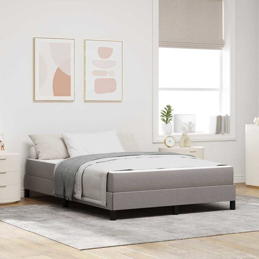 Box Spring Seng Med Madras Gråbrun 140 X 200 Cm Stof - Hovedbillede