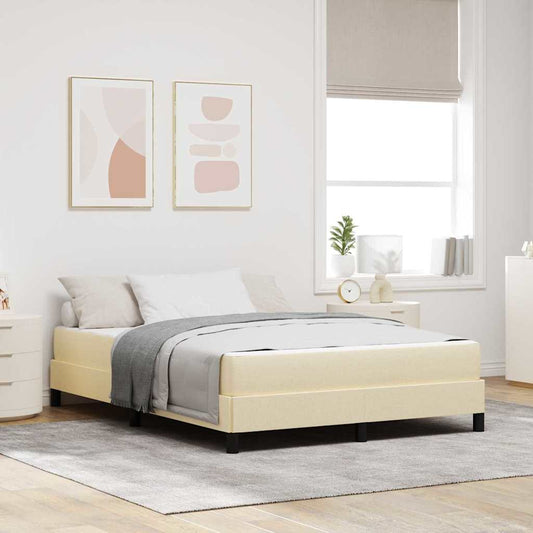 Box Spring Seng Med Madras Creme 140 X 200 Cm Stof - Hovedbillede