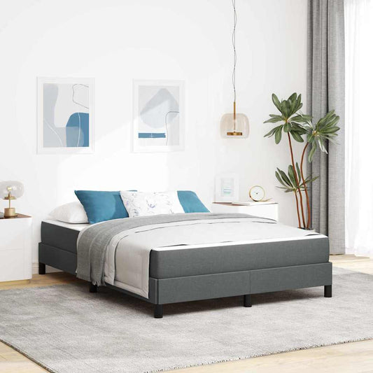 Box Spring Seng Med Madras Mørkegrå 160 X 200 Cm Stof - Hovedbillede