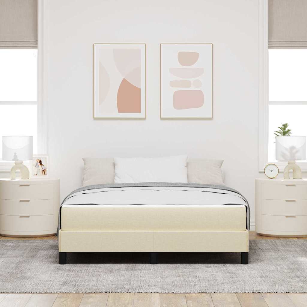 Box Spring Seng Med Madras Creme 160 X 200 Cm Stof - Billede 5