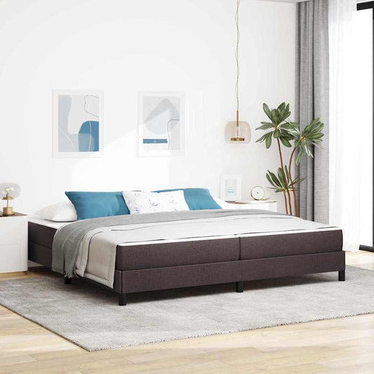 Box Spring Seng Med Madras Mørkebrun 200 X 200 Cm Stof - Hovedbillede