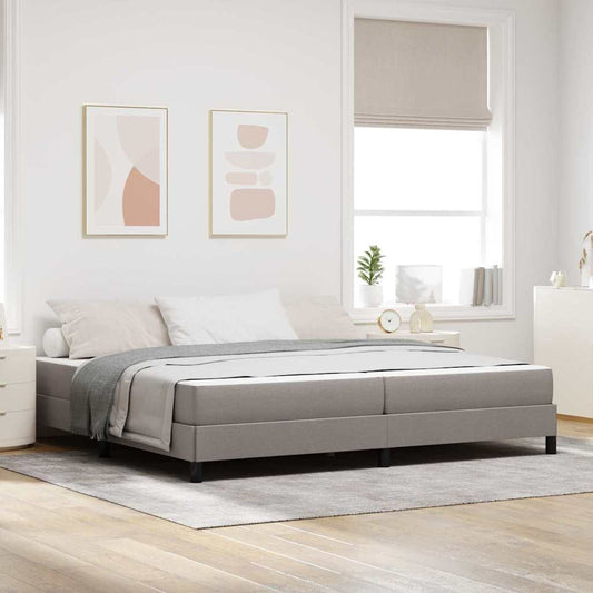 Box Spring Seng Med Madras Gråbrun 200 X 200 Cm Stof - Hovedbillede