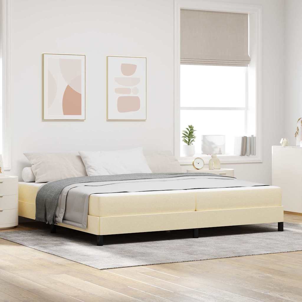 Box Spring Seng Med Madras Creme 200 X 200 Cm Stof - Hovedbillede