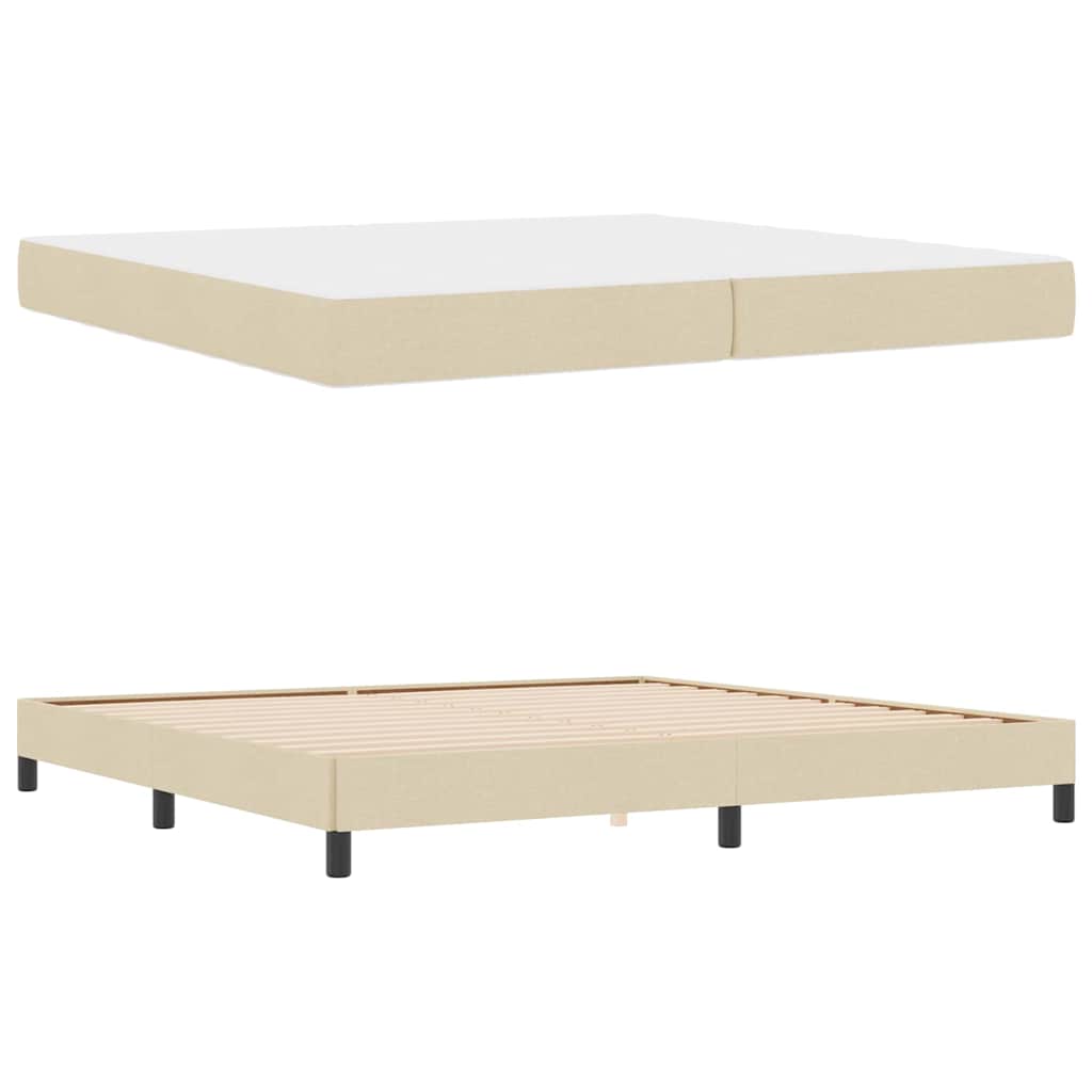 Box Spring Seng Med Madras Creme 200 X 200 Cm Stof - Billede 6