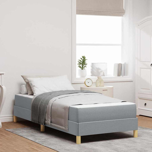 Box Spring Seng Lysegrå Og Brun 90 X 190 Cm - Hovedbillede