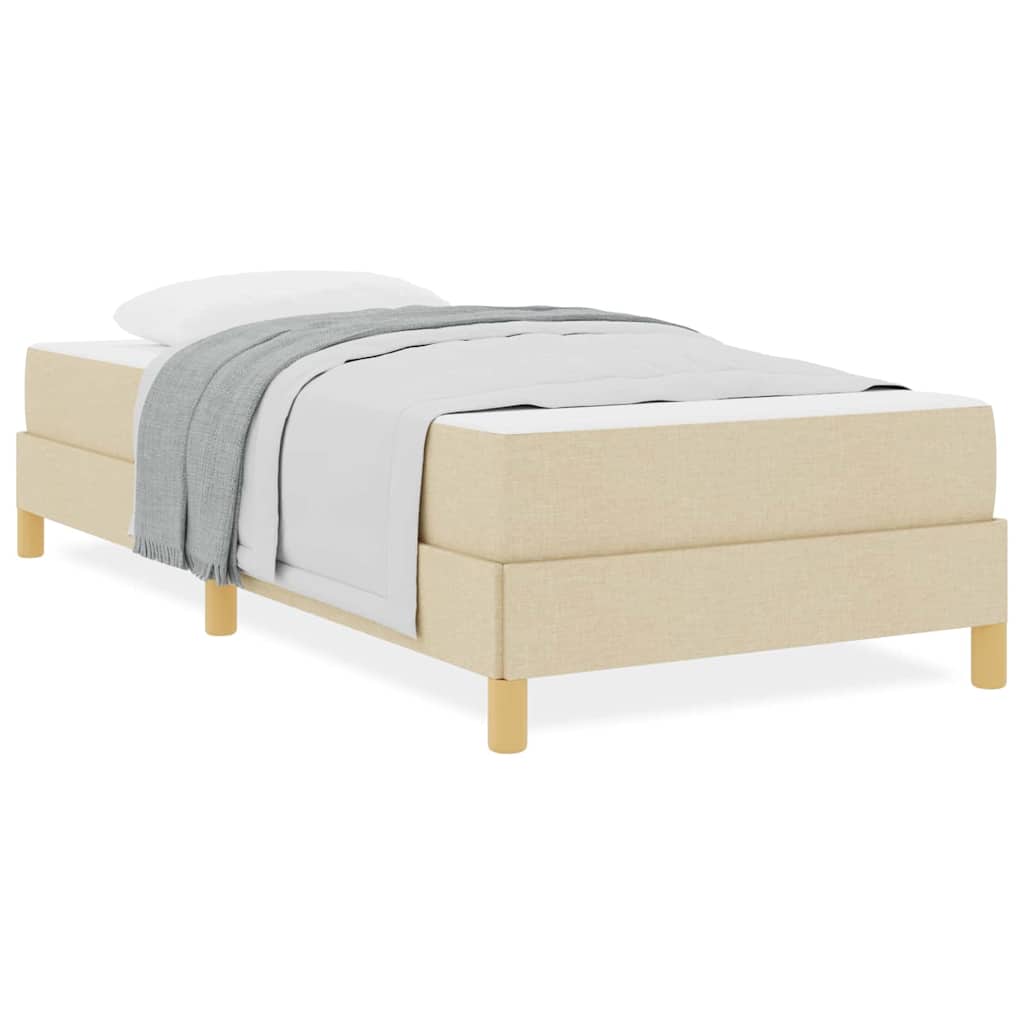 Box Spring Seng Krém, Brun 90 X 190 Cm Stof, Ingeniørtræ - Billede 4