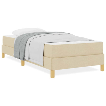 Box Spring Seng Krém, Brun 90 X 190 Cm Stof, Ingeniørtræ - Billede 4