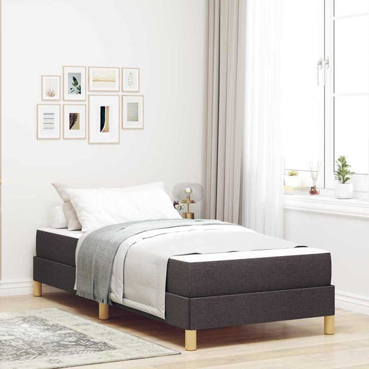 Box Spring Seng Brun 100 X 200 Cm Stof Og Konstrueret Træ - Hovedbillede