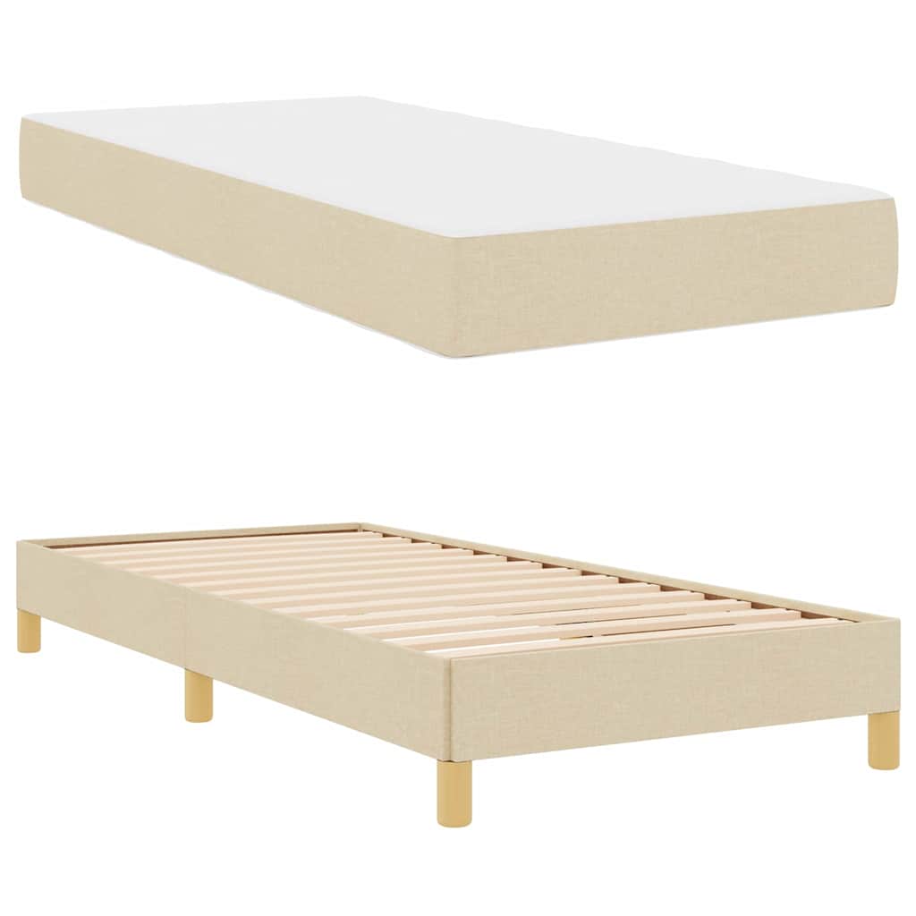 Box Spring Seng Krém, Brun 100 X 200 Cm Stof, Ingeniørtræ - Billede 6