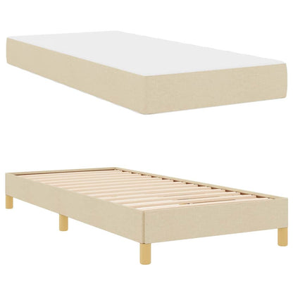Box Spring Seng Krém, Brun 100 X 200 Cm Stof, Ingeniørtræ - Billede 6