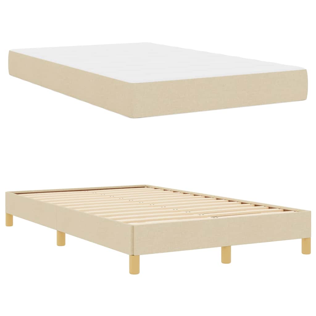 Box Spring Seng Krém, Brun 120 X 200 Cm Stof, Ingeniørtræ - Billede 6