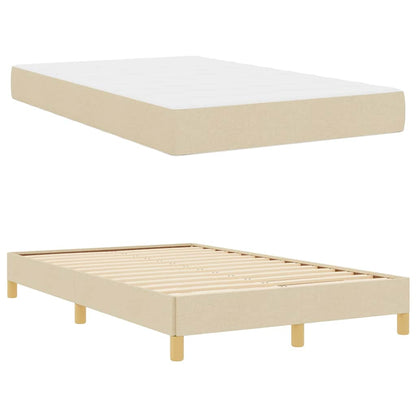 Box Spring Seng Krém, Brun 120 X 200 Cm Stof, Ingeniørtræ - Billede 6