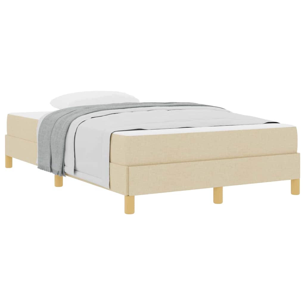 Box Spring Seng Krém, Brun 120 X 200 Cm Stof, Ingeniørtræ - Billede 3