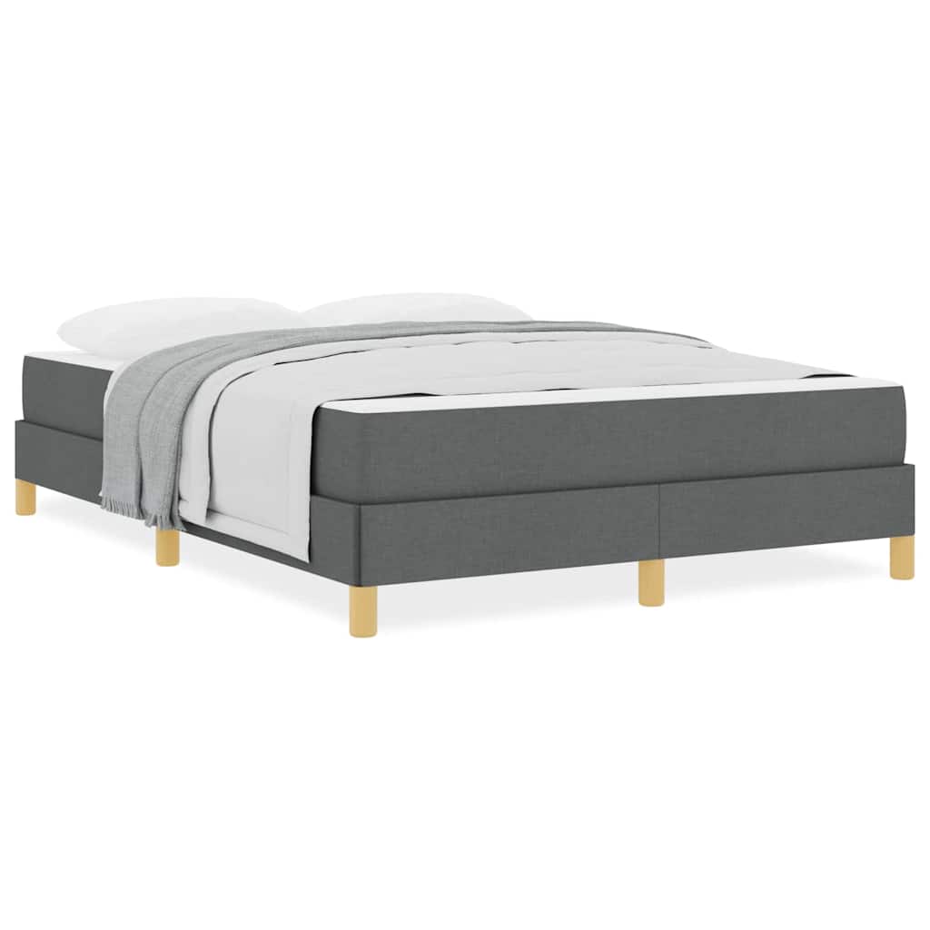 Box Spring Seng Mørkegrå, Brun 140 X 190 Cm Stof, Ingeniørtræ - Billede 4