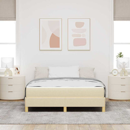 Box Spring Seng Creme Og Brun 140 X 190 Cm - Billede 4