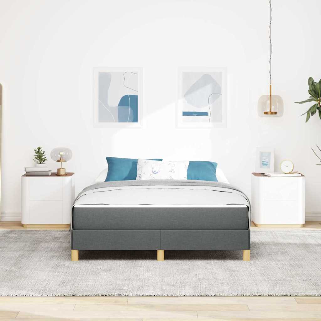 Box Spring Seng Mørkegrå, Brun 140 X 200 Cm Stof, Ingeniørtræ - Billede 5