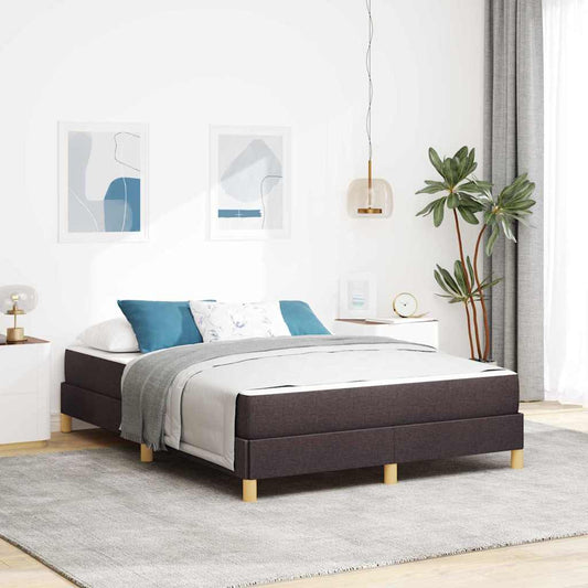 Box Spring Seng Brun 140 X 200 Cm Stof Og Konstrueret Træ - Hovedbillede