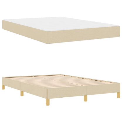 Box Spring Seng Krém, Brun 140 X 200 Cm Stof, Ingeniørtræ - Billede 2