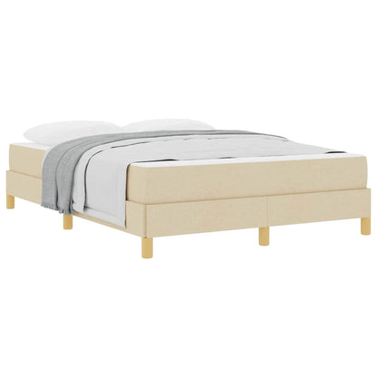Box Spring Seng Krém, Brun 140 X 200 Cm Stof, Ingeniørtræ - Billede 3