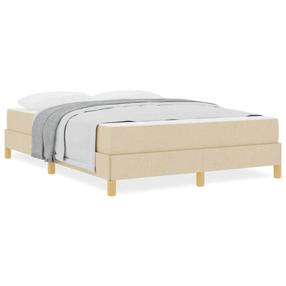 Box Spring Seng Krém, Brun 140 X 200 Cm Stof, Ingeniørtræ - Billede 4