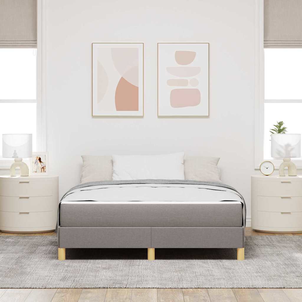 Box Spring Seng Taupe, Brun 160 X 200 Cm Stof, Ingeniørtræ - Billede 5