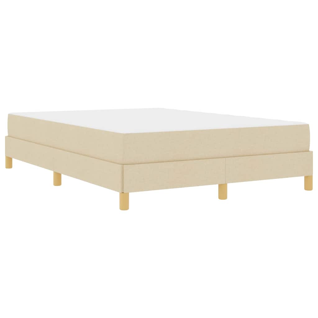 Box Spring Seng Krém, Brun 160 X 200 Cm Stof, Ingeniørtræ - Billede 2