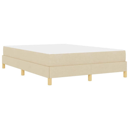 Box Spring Seng Krém, Brun 160 X 200 Cm Stof, Ingeniørtræ - Billede 8