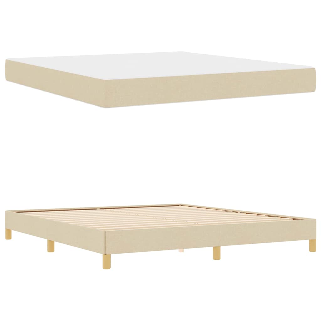 Box Spring Seng Creme Og Brun 180 X 200 Cm - Billede 5
