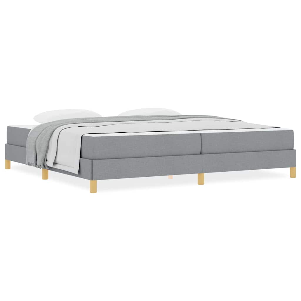 Box Spring Seng Lys Grå, Brun 200 X 200 Cm Stof, Ingeniørtræ - Billede 4