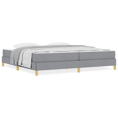 Box Spring Seng Lys Grå, Brun 200 X 200 Cm Stof, Ingeniørtræ - Billede 4