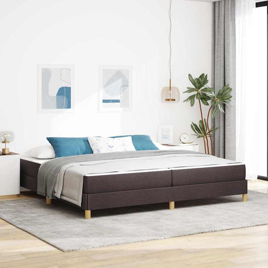 Box Spring Seng Brun 200 X 200 Cm Stof Og Konstrueret Træ - Hovedbillede
