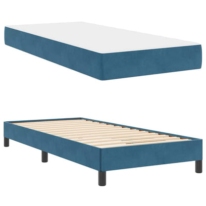 Boxmadras Med Topmadras Med Madras Mørk Blå 80 X 200 Cm Fløjl - Billede 5