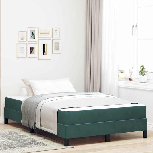 Boxmadras Med Topmadras Med Madras Mørkegrøn 120 X 190 Cm Fløjl - Hovedbillede