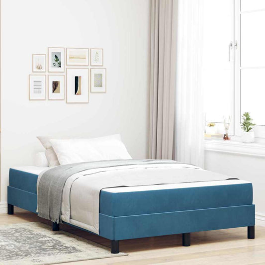 Boxmadras Med Topmadras Med Madras Mørk Blå 120 X 190 Cm Fløjl - Hovedbillede