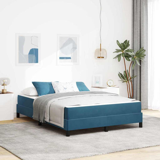 Boxmadras Med Topmadras Med Madras Mørk Blå 140 X 190 Cm Fløjl - Hovedbillede