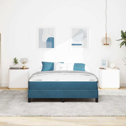 Boxmadras Med Topmadras Med Madras Mørk Blå 140 X 190 Cm Fløjl - Billede 4