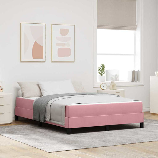 Boxmadras Med Topmadras Med Madras Lyserød 140 X 190 Cm Fløjl - Hovedbillede