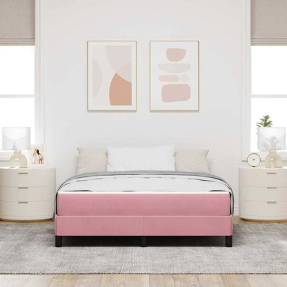 Boxmadras Med Topmadras Med Madras Lyserød 140 X 190 Cm Fløjl - Billede 4