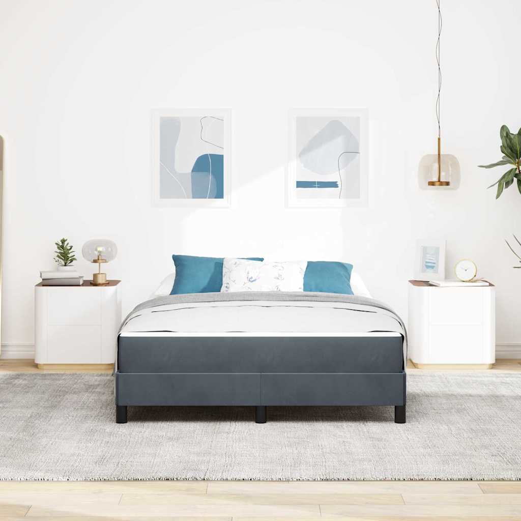 Boxmadras Med Topmadras Med Madras Mørkegrå 160 X 200 Cm Fløjl - Billede 5