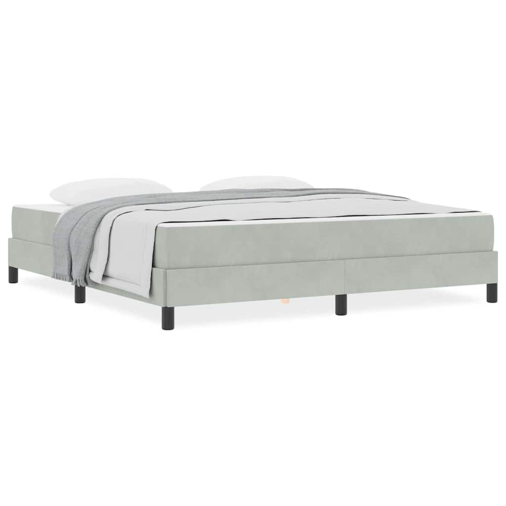 Boxmadras Med Topmadras Med Madras Lysegrå 180 X 200 Cm Fløjl - Billede 4