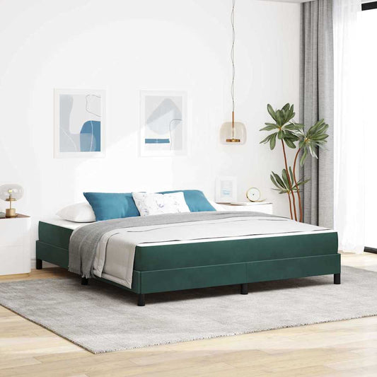 Boxmadras Med Topmadras Med Madras Mørkegrøn 180 X 200 Cm Fløjl - Hovedbillede